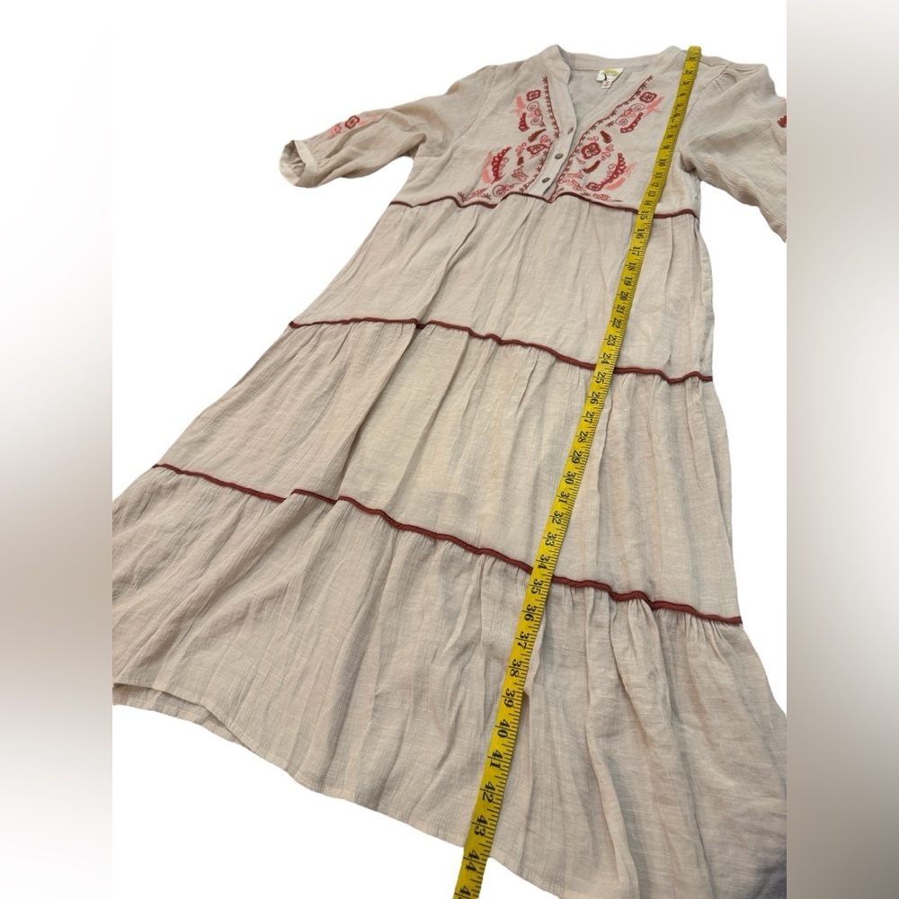SOLD! ❌ Fig & Flower V-Neck Embroidered Bohemian Midi Dress L - Picture 12 of 15